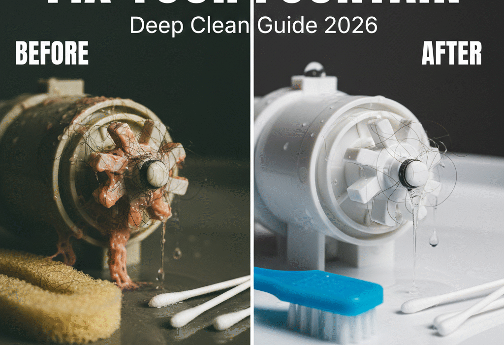 How to deep clean cat water fountain pump before after
