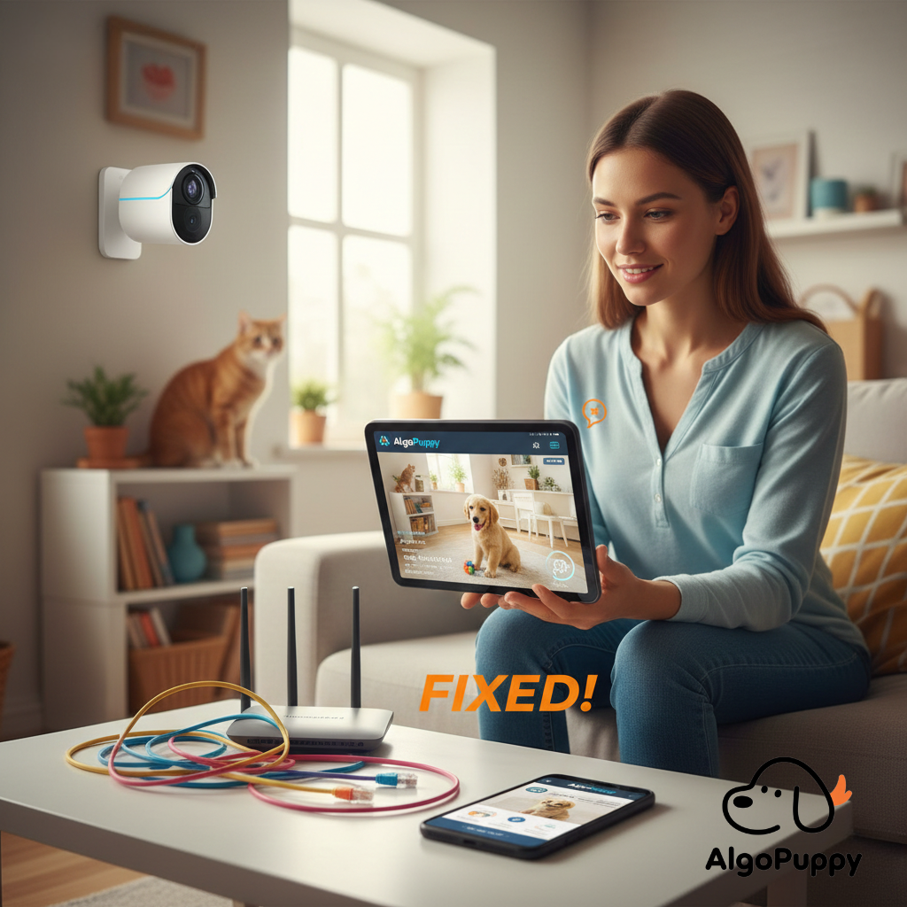 Connecting an AI pet camera via smartphone app to avoid pet tech mistakes